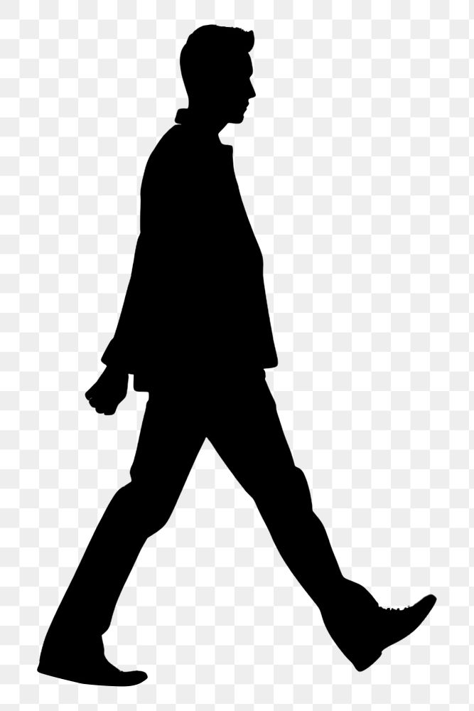 PNG Human walking silhouette footwear white