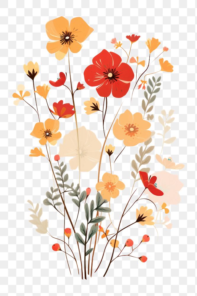 PNG Colorful wildflower art pattern plant. AI generated Image by rawpixel.