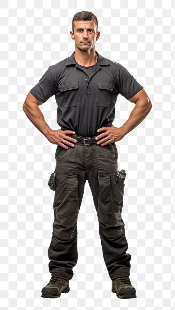 PNG Mechanic standing adult male. 