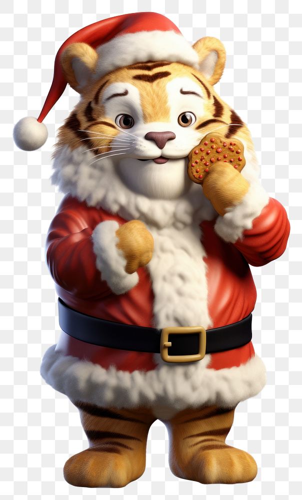 PNG  Tigger santa christmas figurine mammal. AI generated Image by rawpixel.