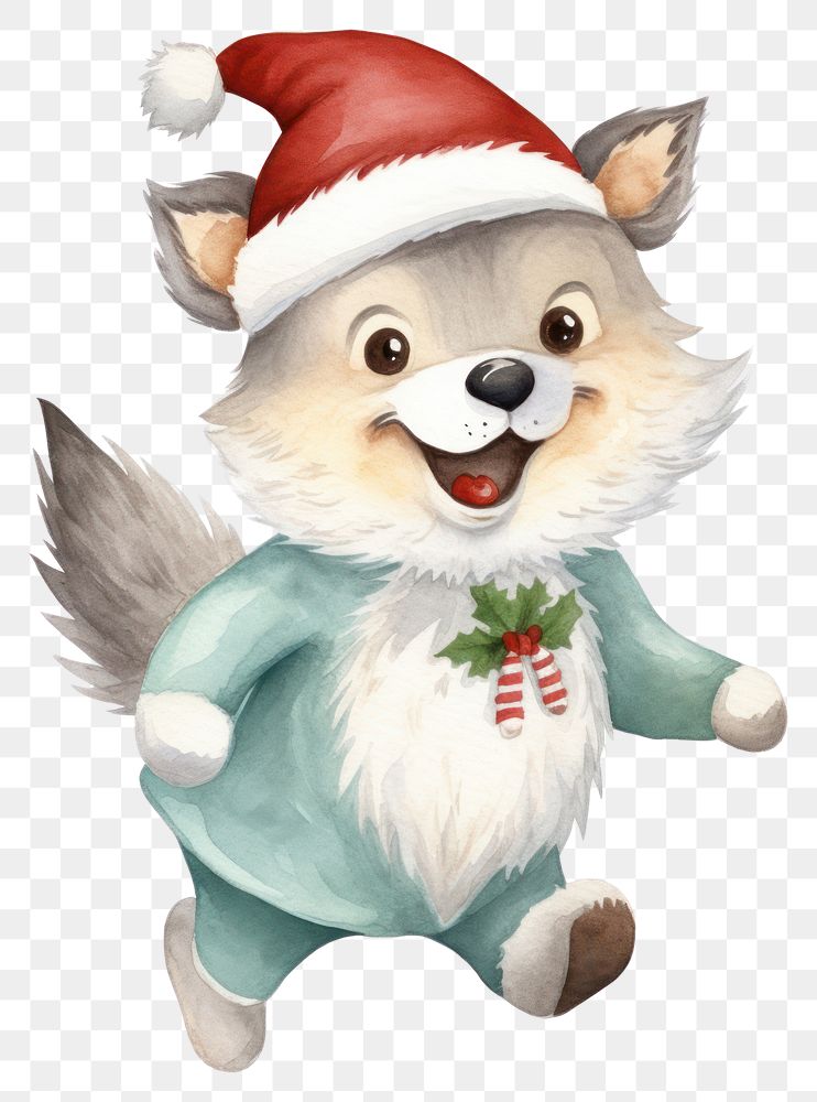 PNG Christmas wolf cartoon cute toy. 