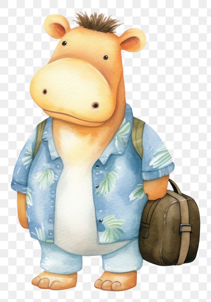 PNG Hippo luggage cartoon animal. 