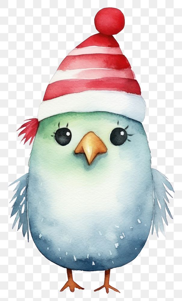 PNG Bird wearing christmas hat snowman cartoon animal. 