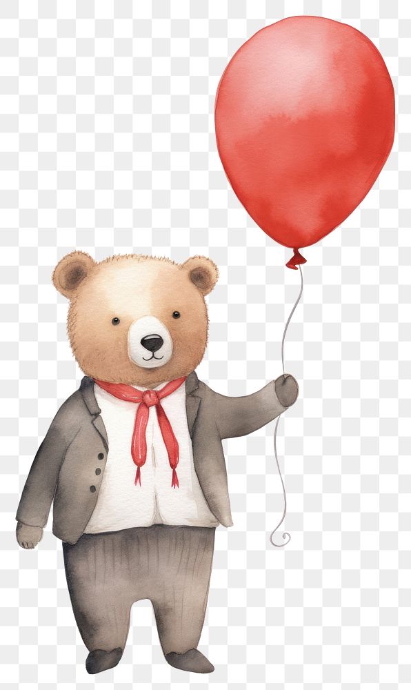 PNG Bear balloon holding cartoon. 