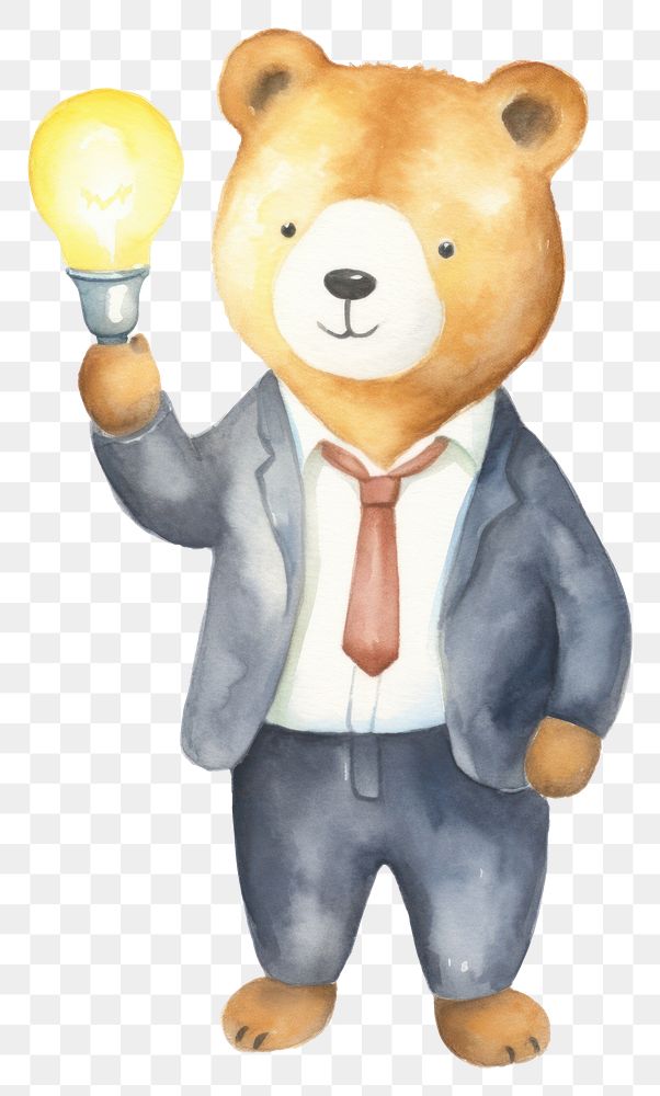 PNG Bear holding cartoon light. AI generated Image by rawpixel.