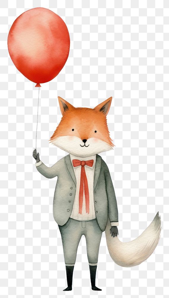 PNG Fox balloon holding cartoon. AI generated Image by rawpixel.