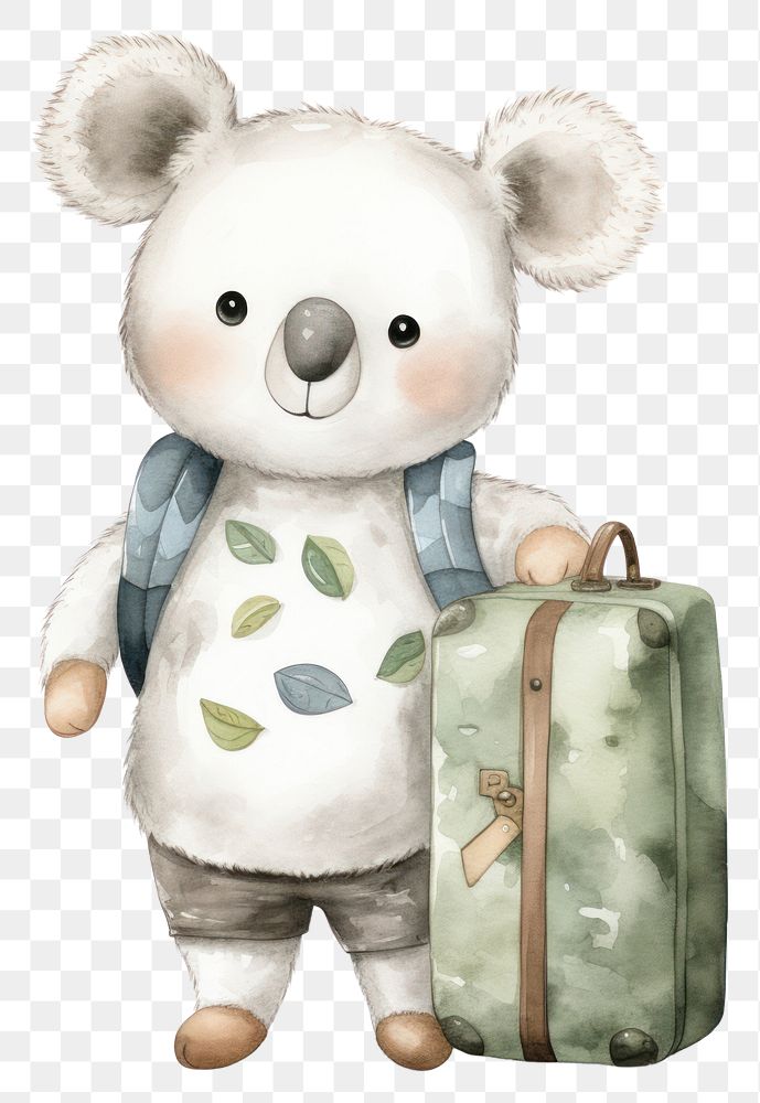 PNG Koala luggage suitcase cartoon. AI generated Image by rawpixel.