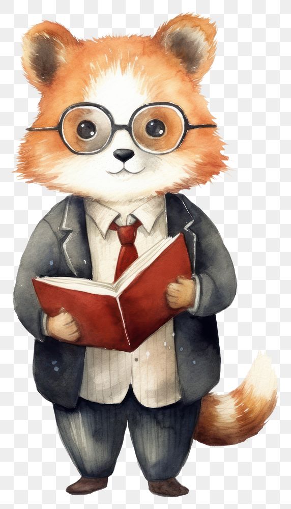 PNG Red panda reading holding cartoon. 