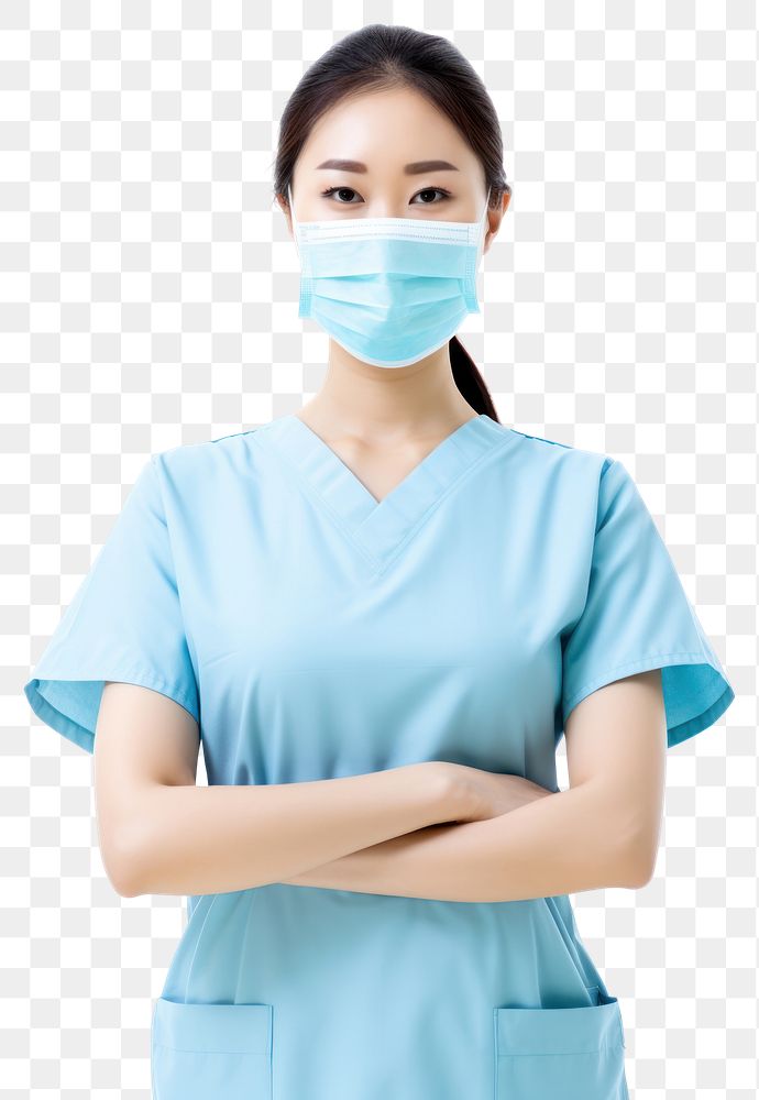 PNG  Asian nurse portrait adult white background. AI generated Image by rawpixel.
