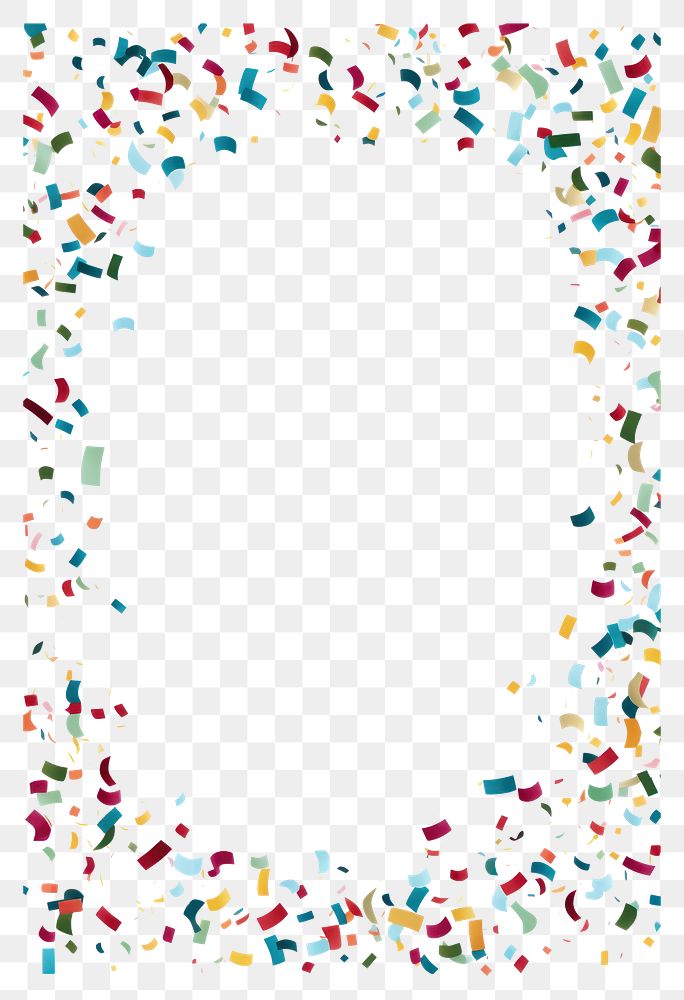 PNG A party confetti ribbons frame backgrounds paper white background. AI generated Image by rawpixel.