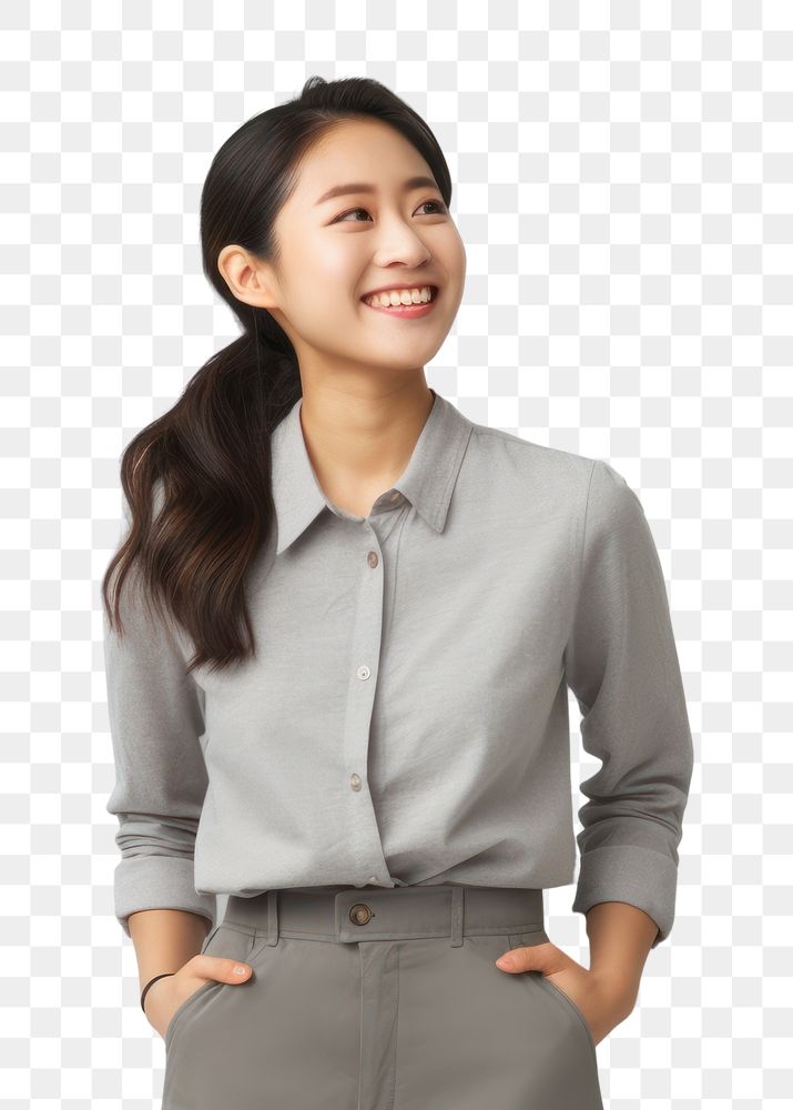 PNG Happy young Asian woman casual dressed standing portrait blouse smile. 