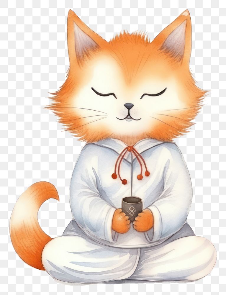 PNG Fox Thai Massage drawing cartoon animal. AI generated Image by rawpixel.