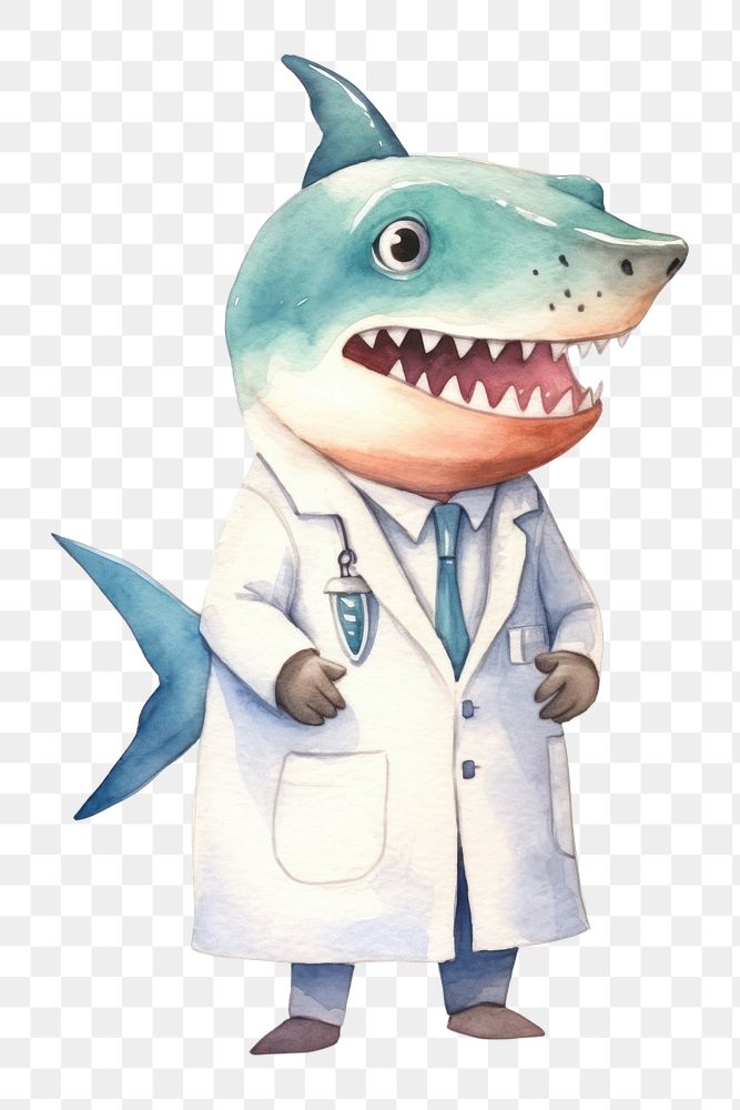 PNG Shark Doctor animal cartoon doctor. 