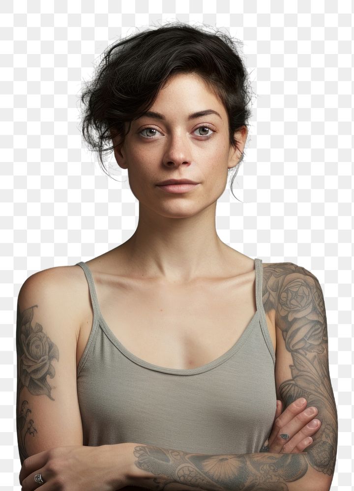 PNG  Portrait tattoo adult photo. AI generated Image by rawpixel.