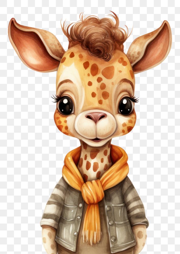 PNG Cute baby giraffe cartoon mammal animal. 