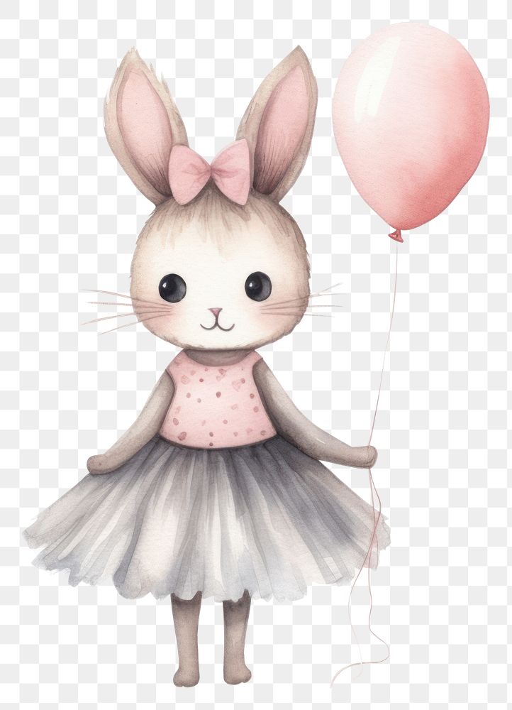 PNG Ballerina rabbit balloon cartoon cute. 