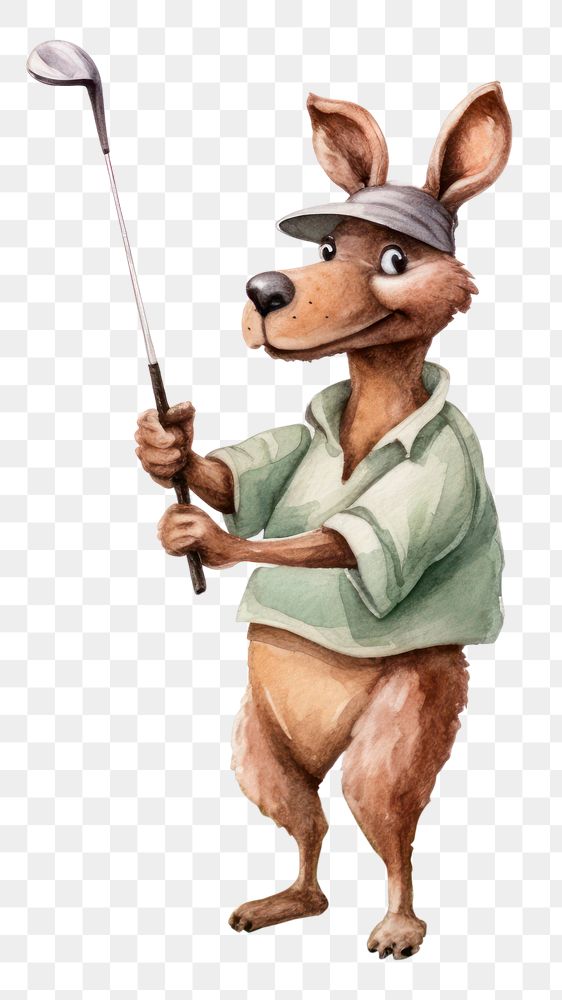 PNG Kangaroo playing golf cartoon mammal animal. 