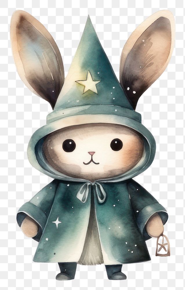 PNG Rabbit wearing magician costume figurine cartoon cute. 