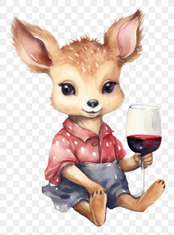 PNG Cute deer drinking wine representation chihuahua portrait. 