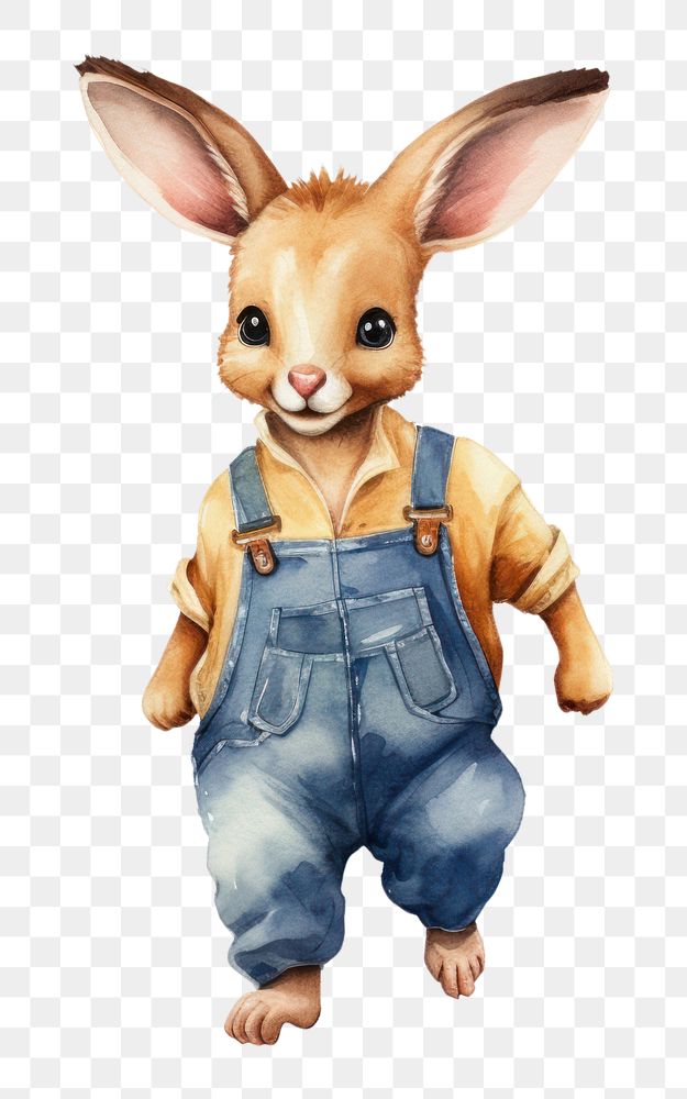 PNG Kangaroos wearing jeans overalls cartoon mammal animal. 