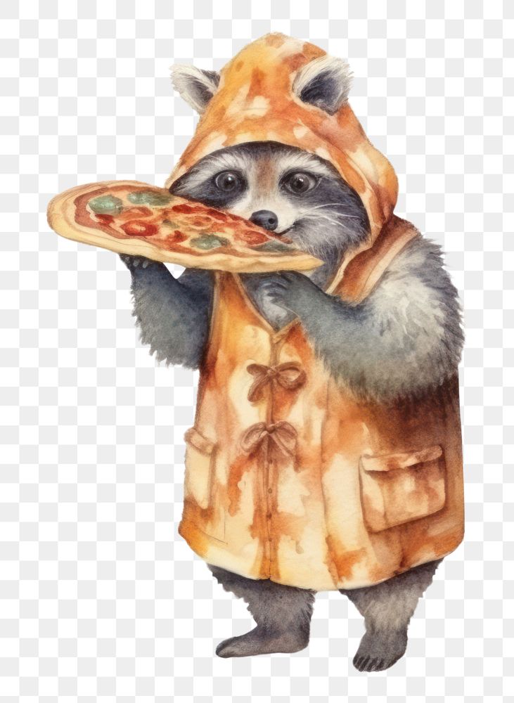 PNG Raccoon making pizza mammal animal food. 