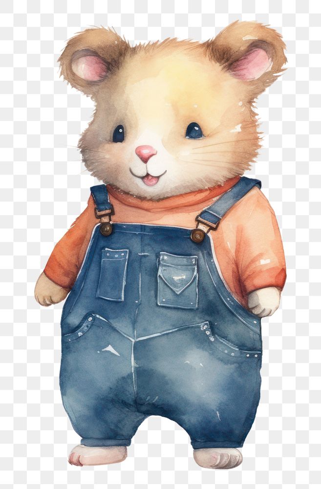 PNG Wombats wearing jeans overalls rat cartoon rodent. AI generated Image by rawpixel.
