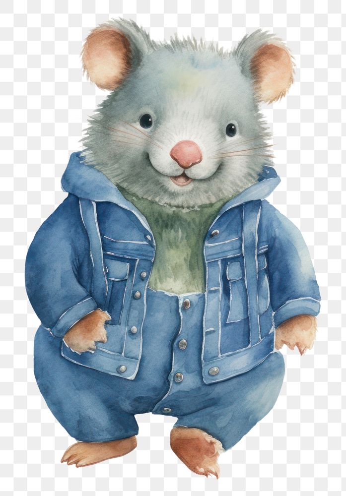 PNG Wombats wearing jeans overalls cartoon mammal animal. AI generated Image by rawpixel.