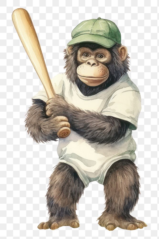 PNG Gorilla baseball animal sports. AI generated Image by rawpixel.