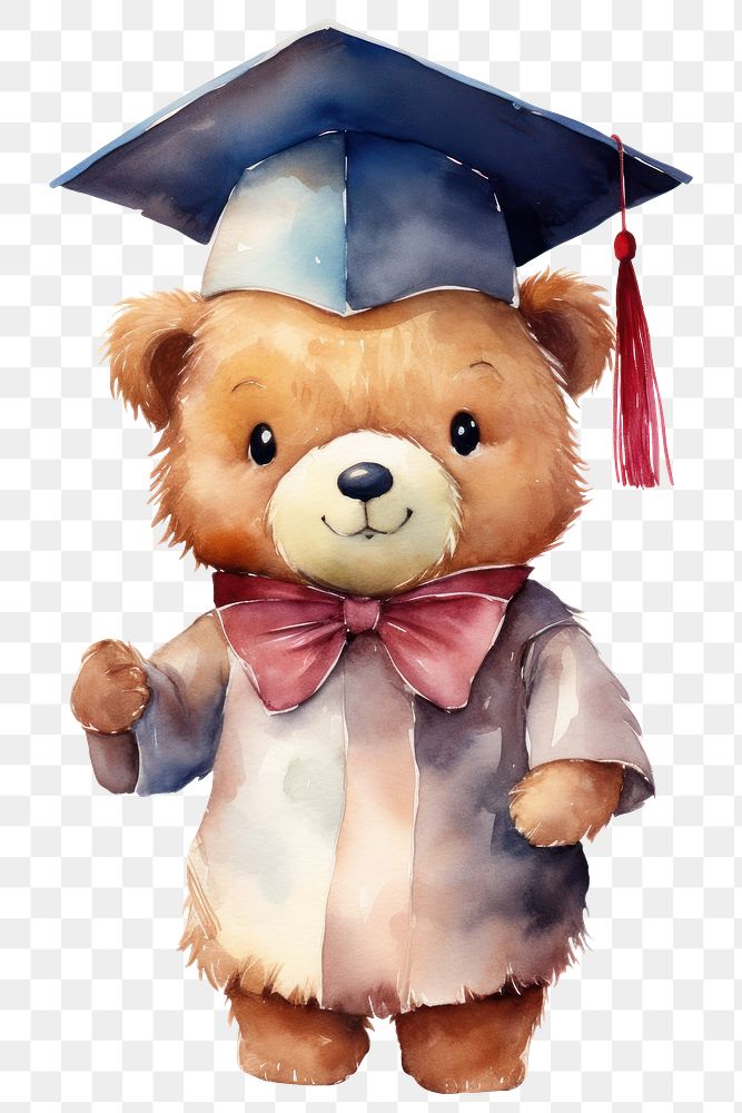 PNG Bear graduation cute toy. AI generated Image by rawpixel.