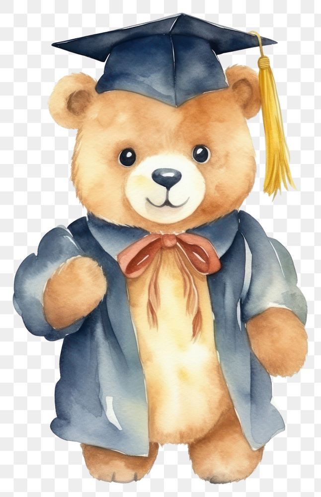 PNG Bear graduation toy anthropomorphic. AI generated Image by rawpixel.