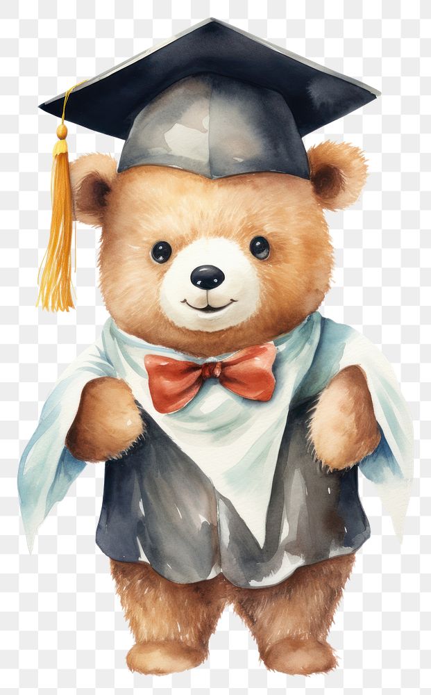 PNG Bear graduation toy representation. AI generated Image by rawpixel.