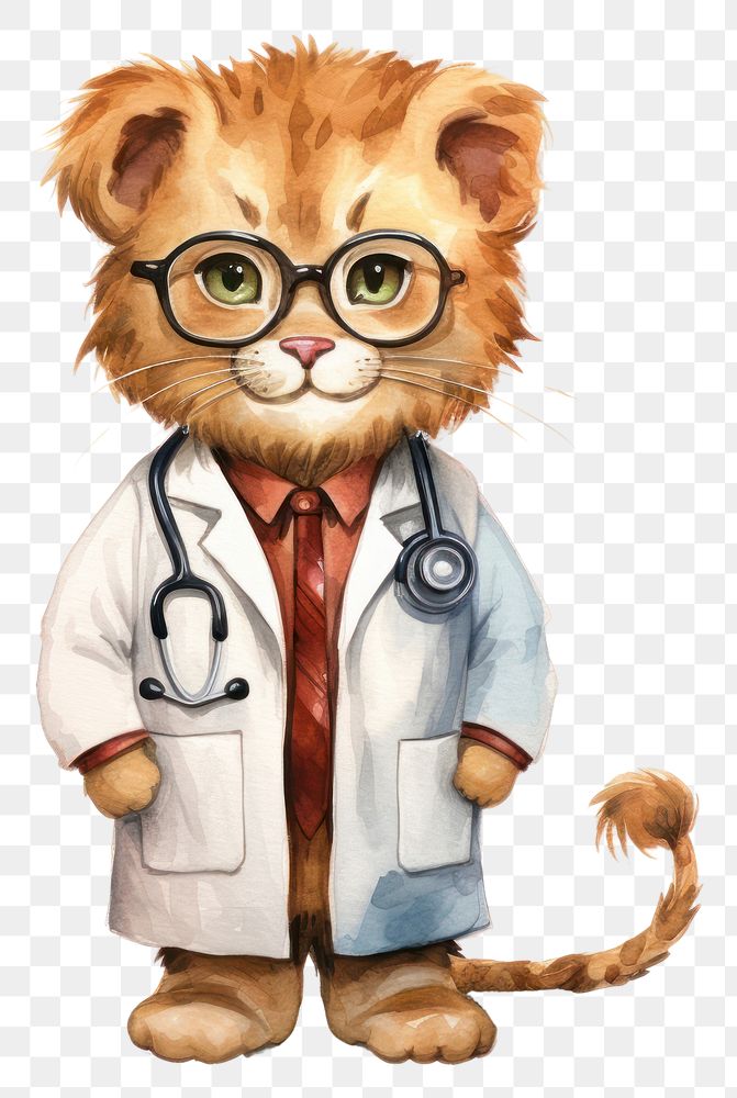 PNG Lion doctor veterinarian glasses mammal. AI generated Image by rawpixel.