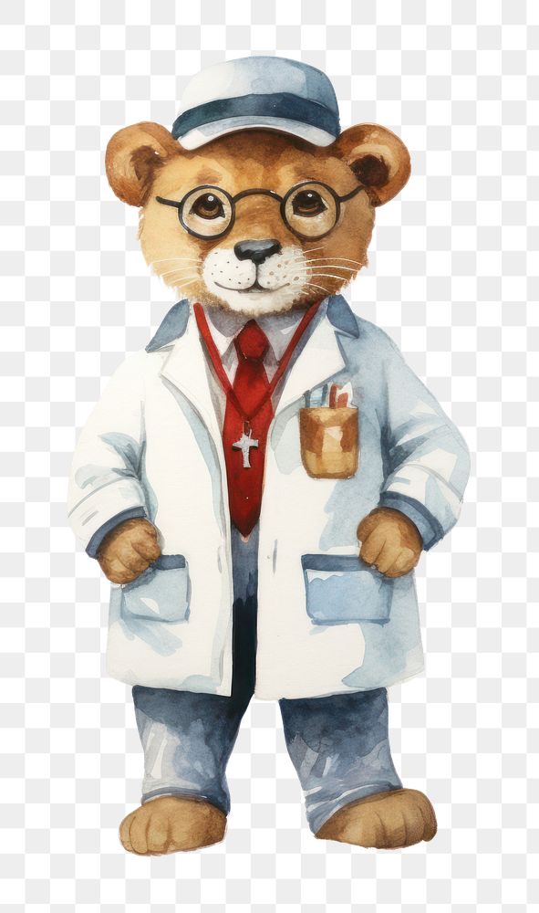 PNG Lion doctor white background representation veterinarian. AI generated Image by rawpixel.