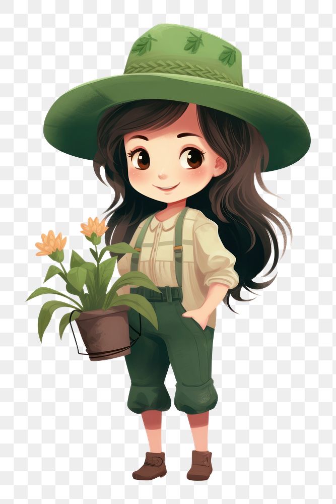 PNG  Farmer holding flower cute. AI generated Image by rawpixel.