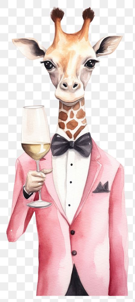 PNG Giraffe animal champagne cartoon. 