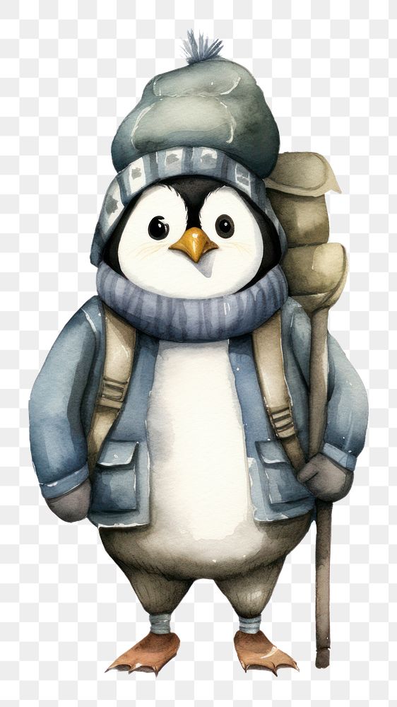 PNG Penguin backpacker cartoon animal bird. AI generated Image by rawpixel.