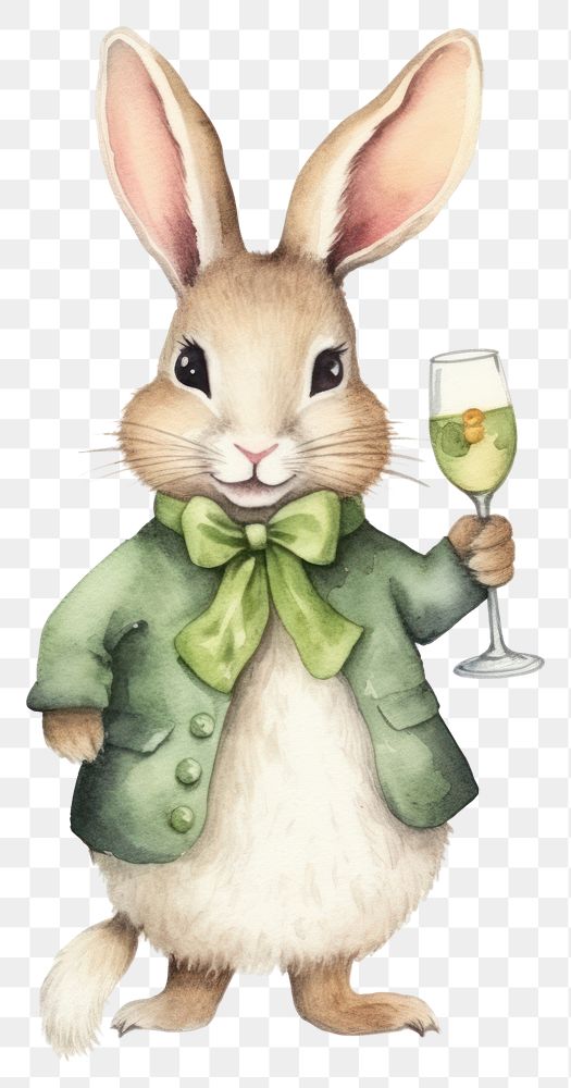 PNG Rabbit animal champagne holding. AI generated Image by rawpixel.