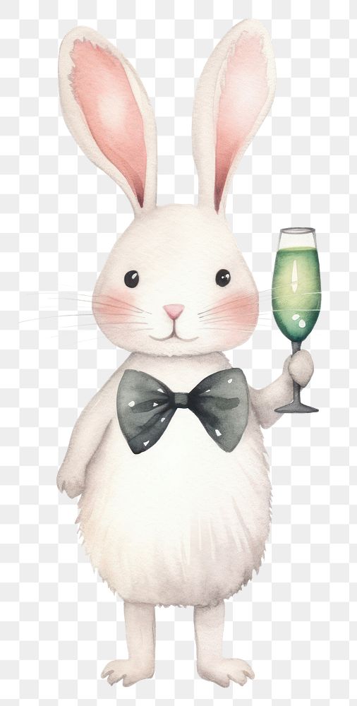 PNG Rabbit animal glass champagne. AI generated Image by rawpixel.