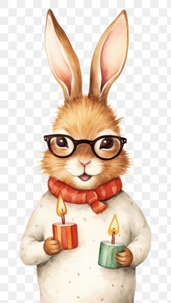 PNG Rabbit glasses animal cartoon. 