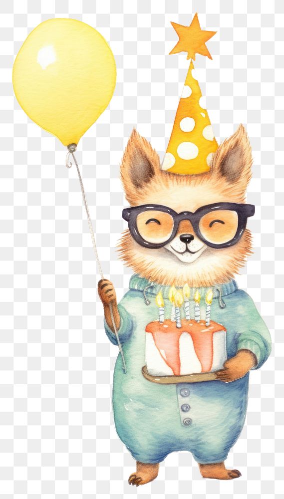 PNG Fox birthday glasses balloon. AI generated Image by rawpixel.
