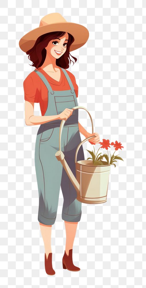 PNG  Farmer gardening outdoors cartoon. AI generated Image by rawpixel.