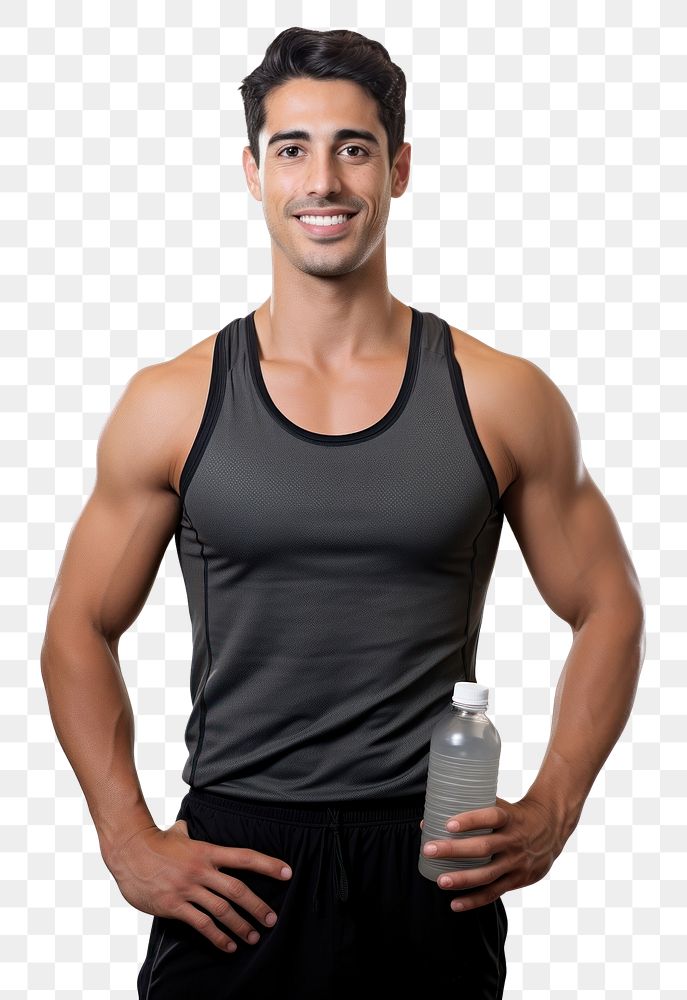 PNG  A gym trainer portrait bottle adult. AI generated Image by rawpixel.