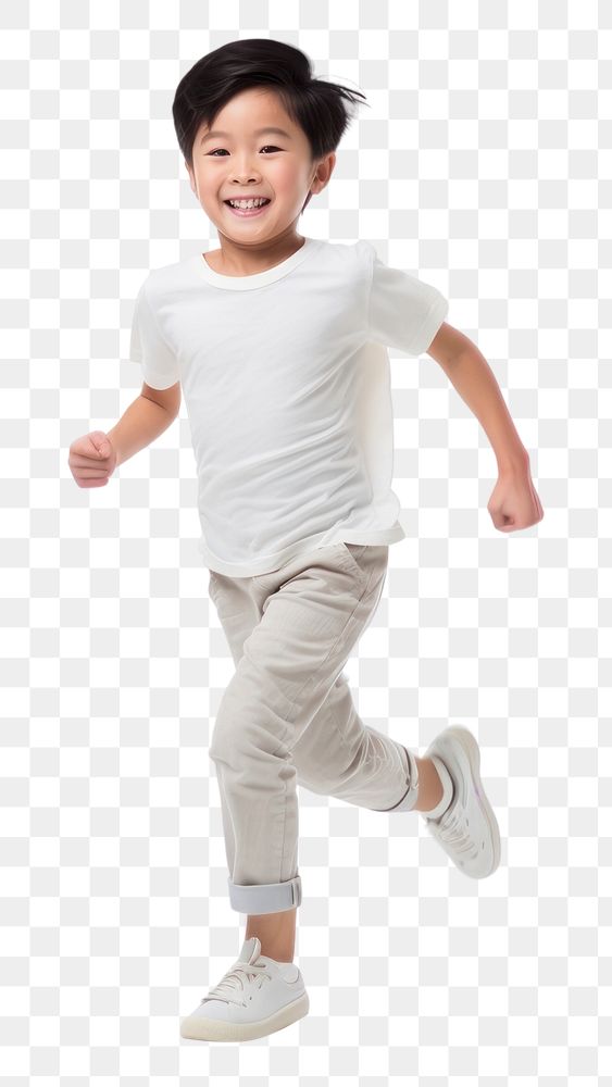 PNG  A young asian boy running child white. AI generated Image by rawpixel.