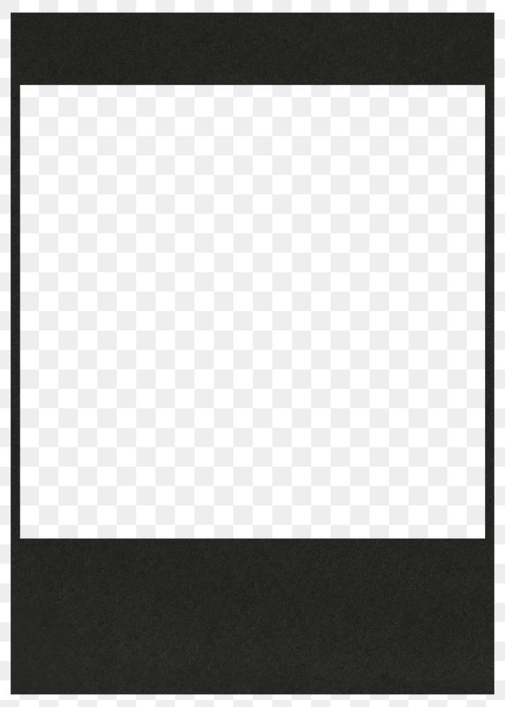 Black png instant film frame, transparent background