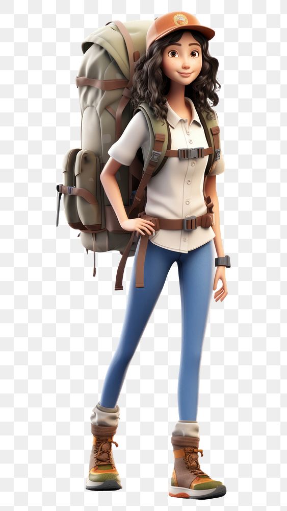PNG Backpack cartoon travel female. AI generated Image by rawpixel.