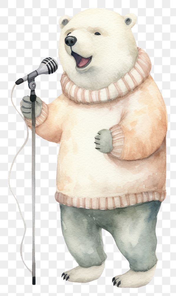 PNG Bear microphone mammal animal. AI generated Image by rawpixel.