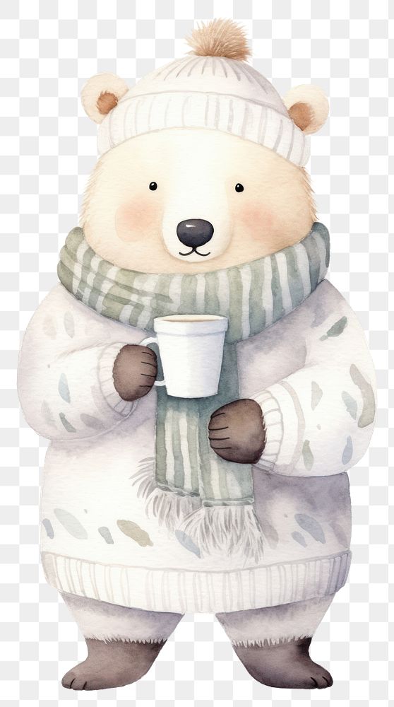 PNG Cup white bear toy. AI generated Image by rawpixel.
