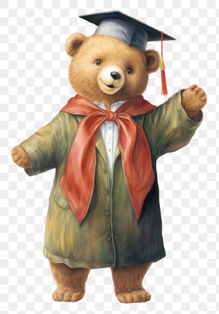 PNG Bear character student graduation mammal toy. AI generated Image by rawpixel.