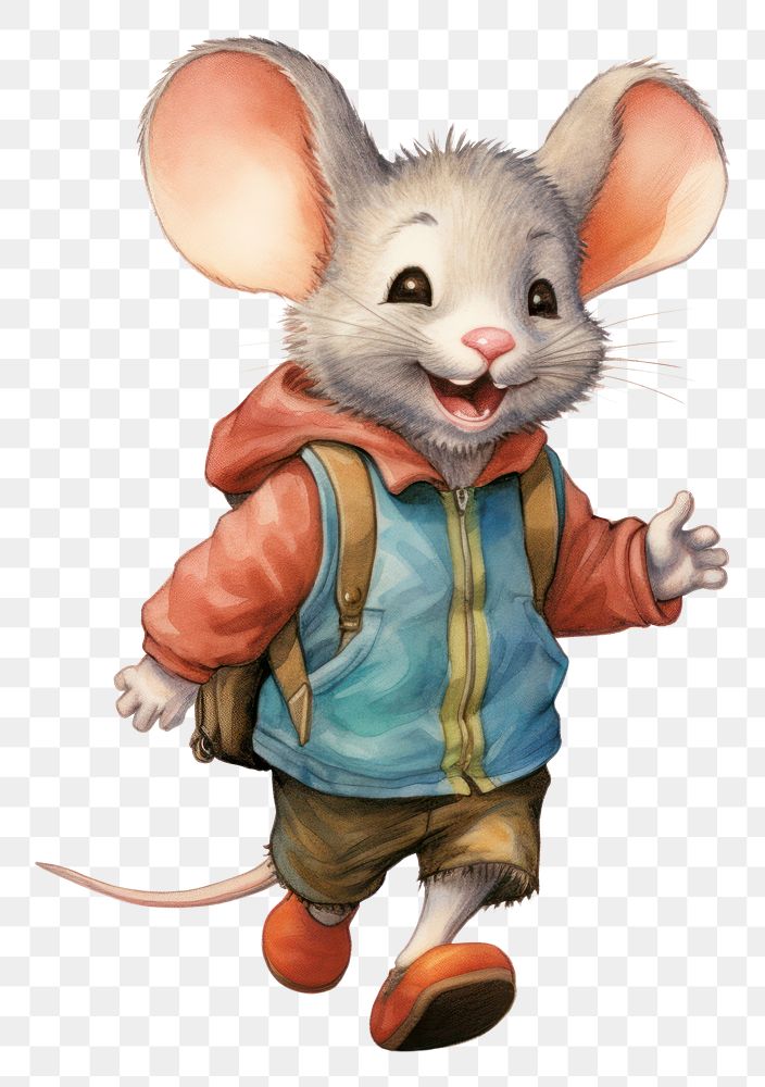 PNG Little mouse student rat standing drawing. 