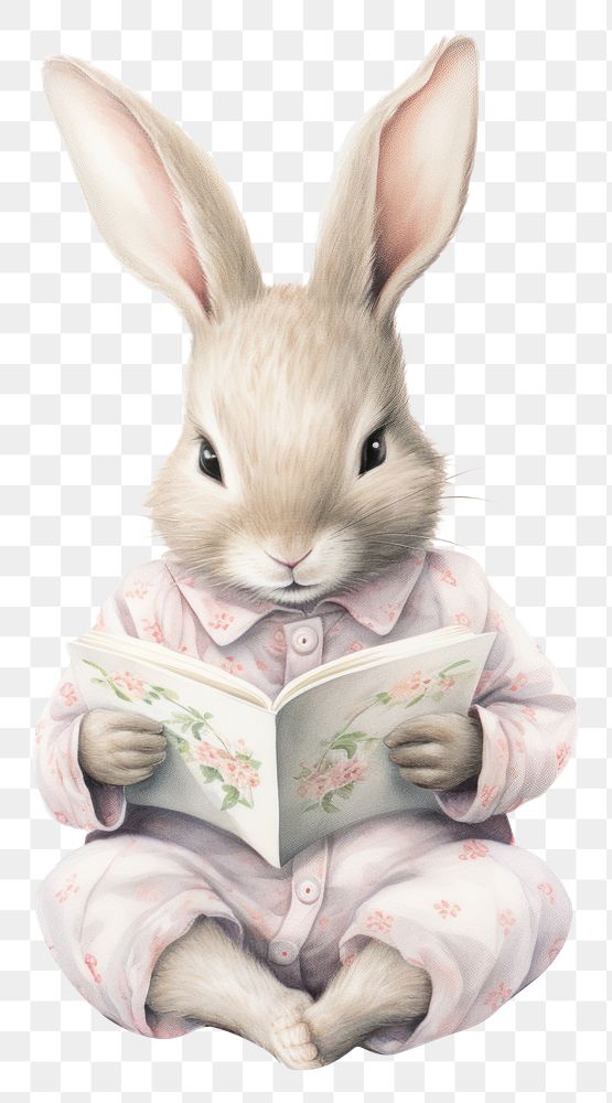 PNG Pretty rabbit book publication reading